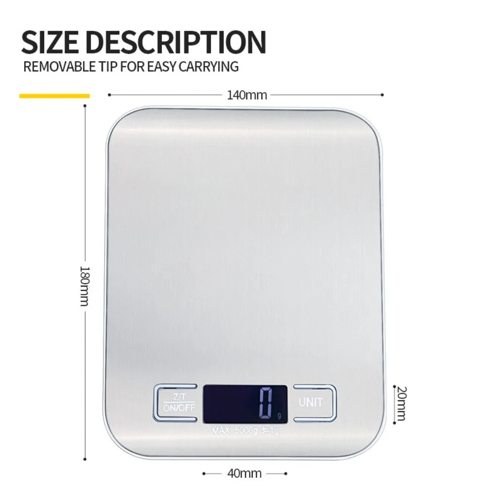 Precision Digital Kitchen Scale with LED Display -5kg Capacity