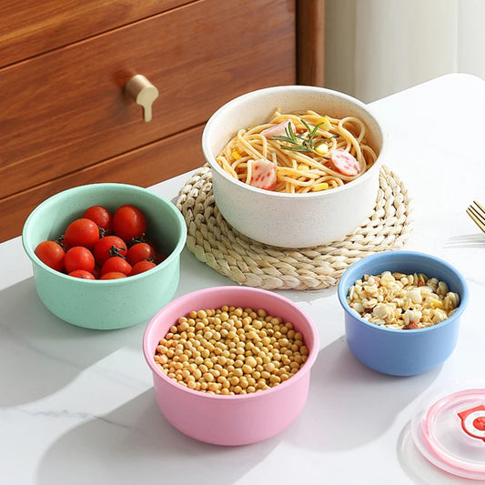 3pcs Wheat straw microwaveable plastic lunch box