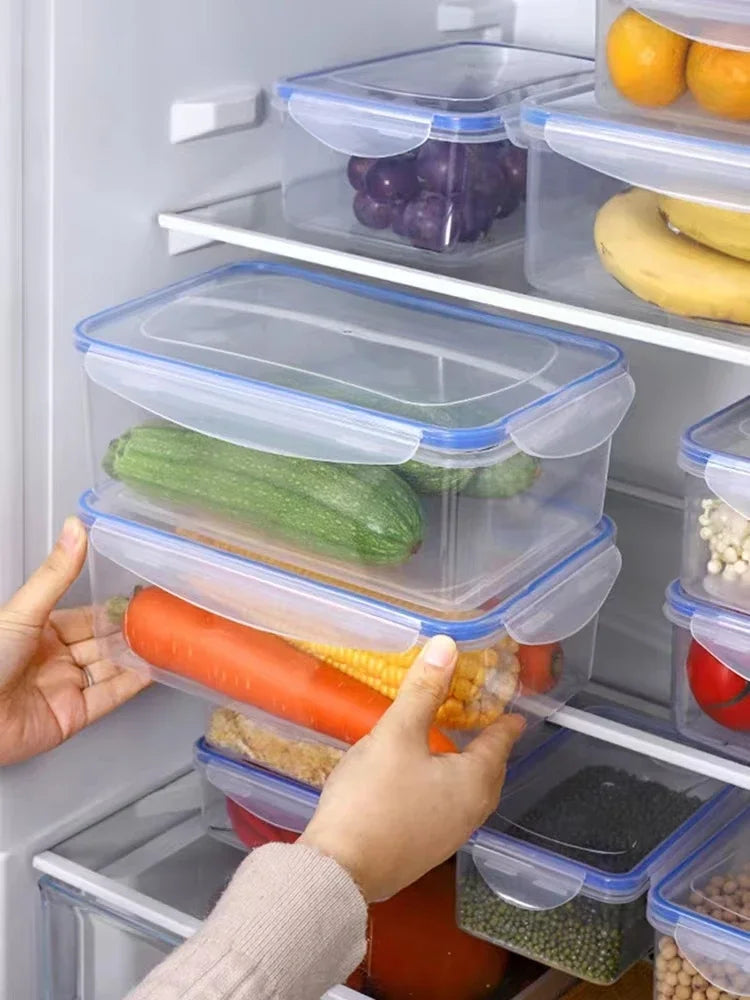 Sealed rectangular refrigerator storage box with lid