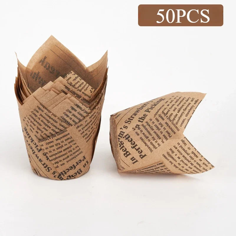 50pcs Newspaper Cupcake Liner