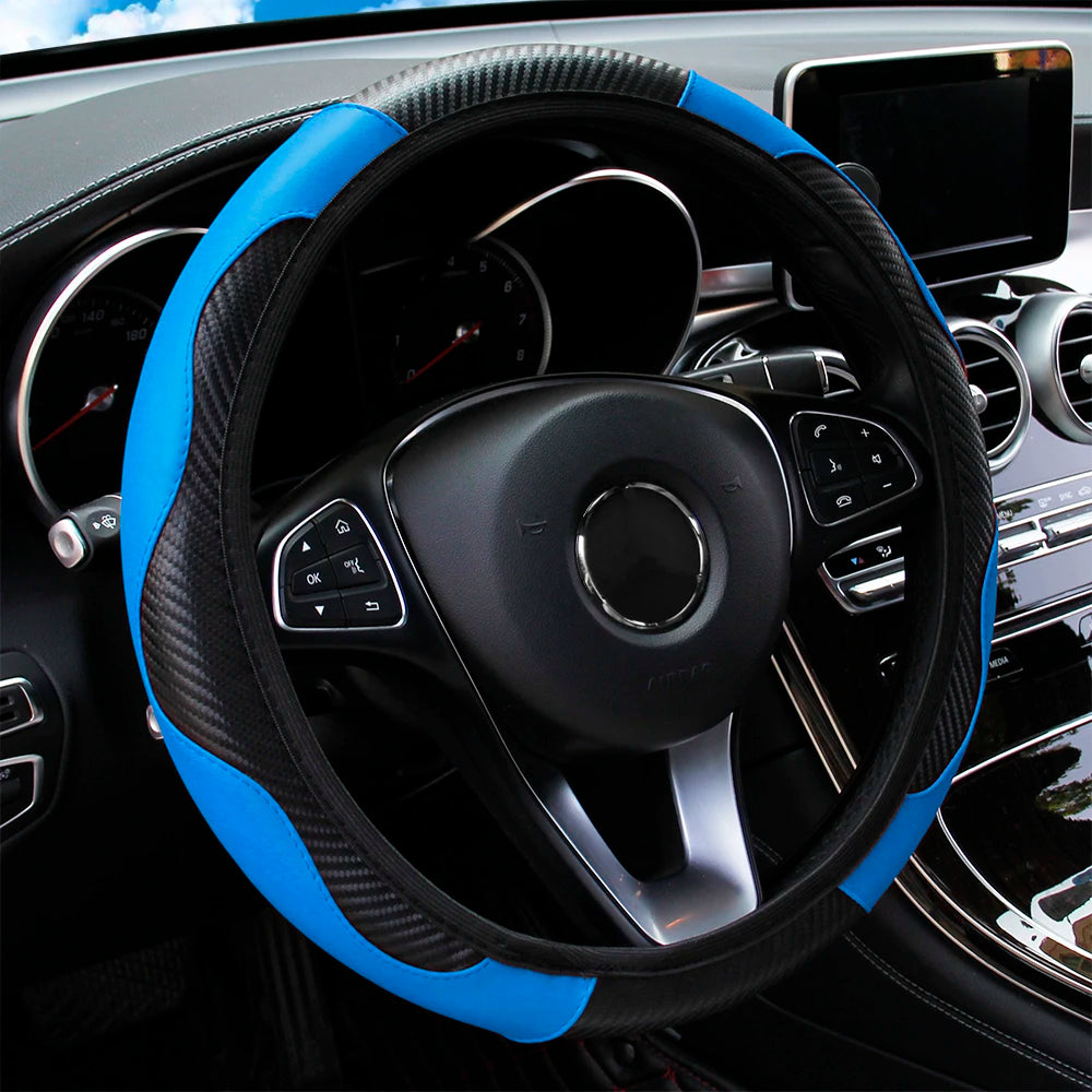 PU Carbon Fiber Leather Car Steering Wheel Cover