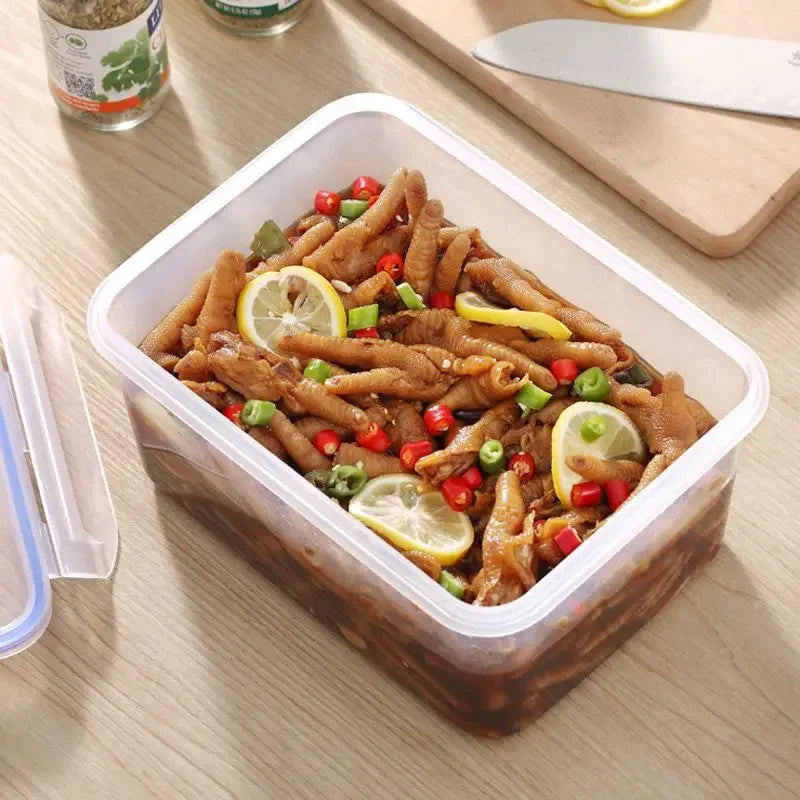Sealed rectangular refrigerator storage box with lid