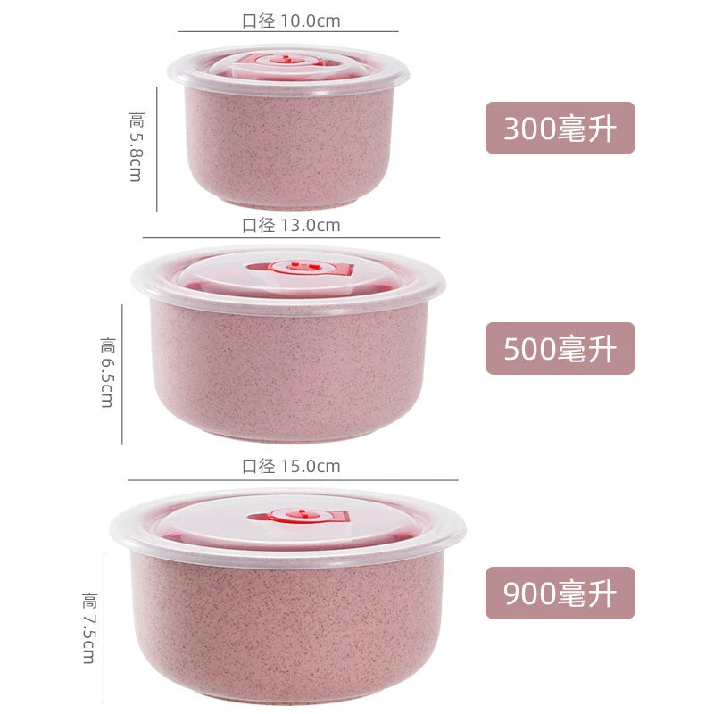 3pcs Wheat straw microwaveable plastic lunch box