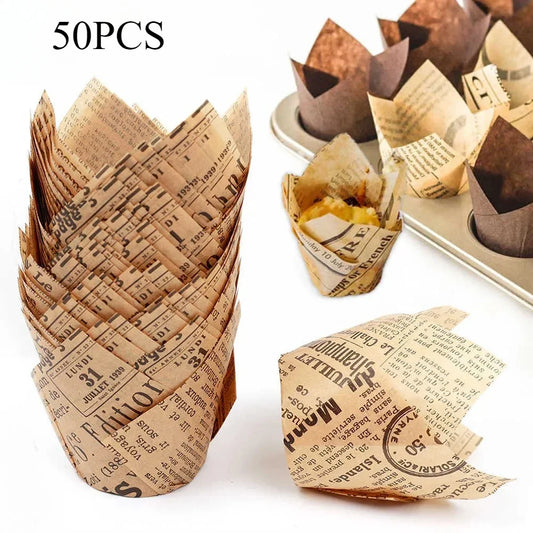 50pcs Newspaper Cupcake Liner