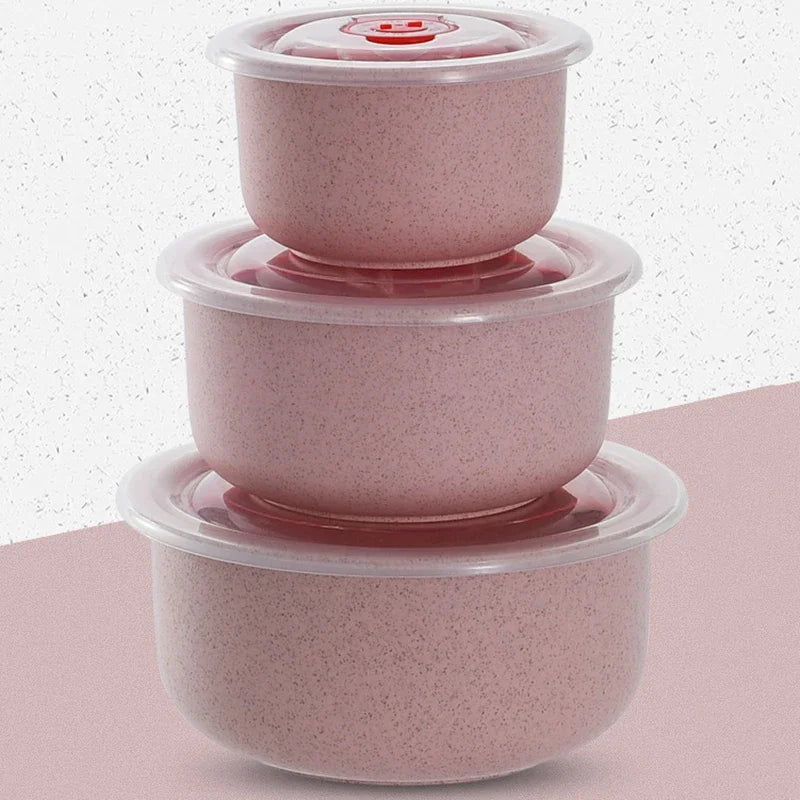 3pcs Wheat straw microwaveable plastic lunch box