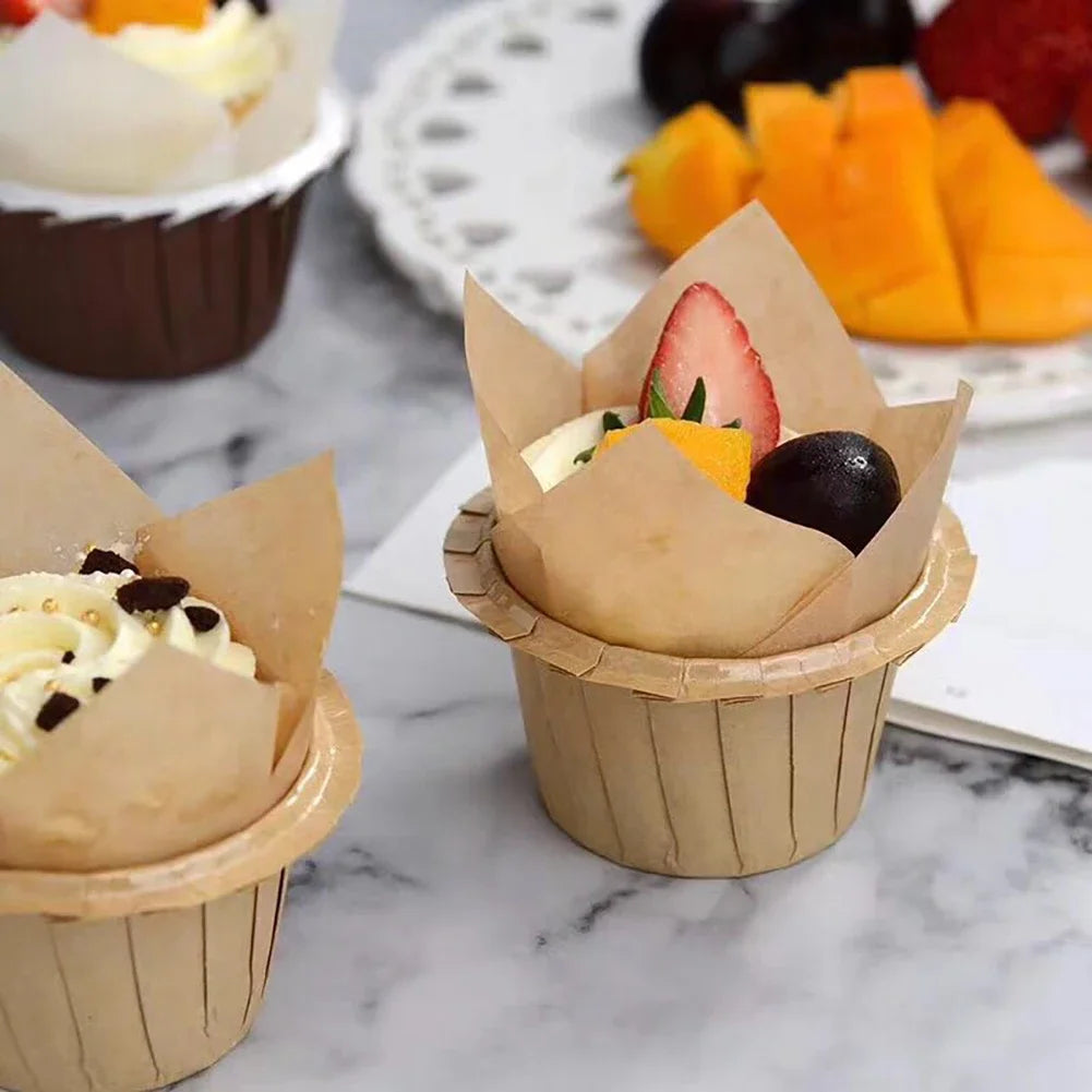 50pcs Tulip Muffin/Cupcake Paper Cups