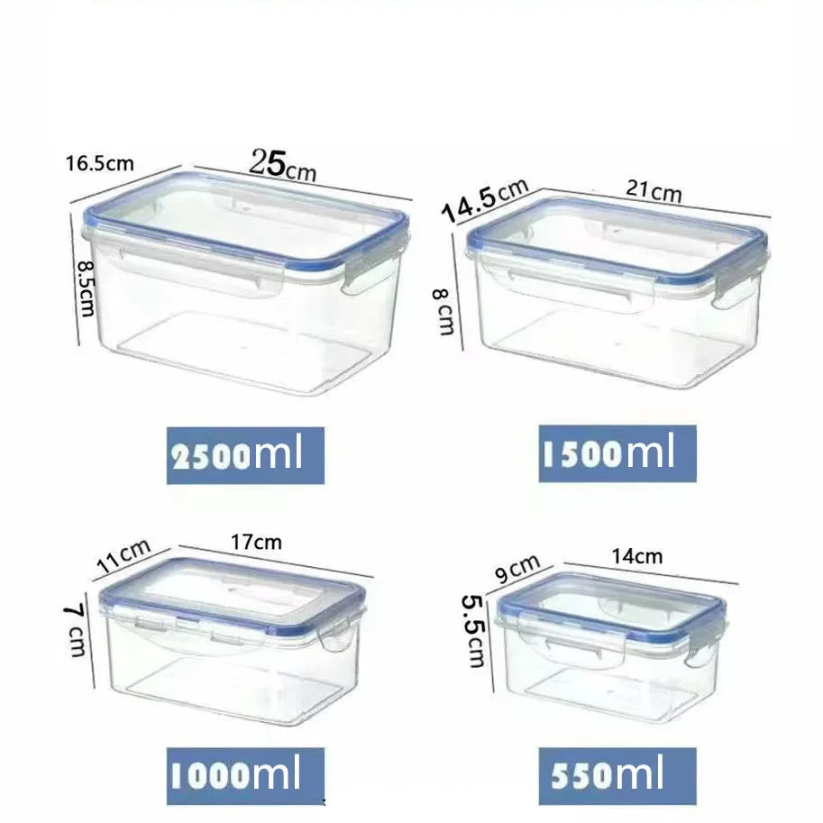 Sealed rectangular refrigerator storage box with lid