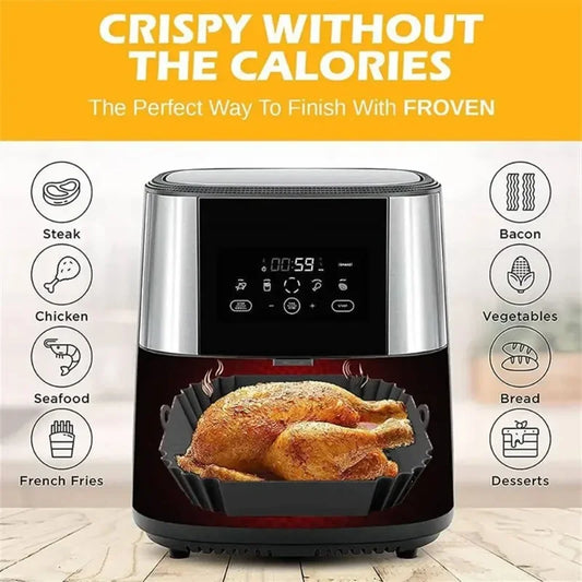 1pc silicone air fryer tray with handle.