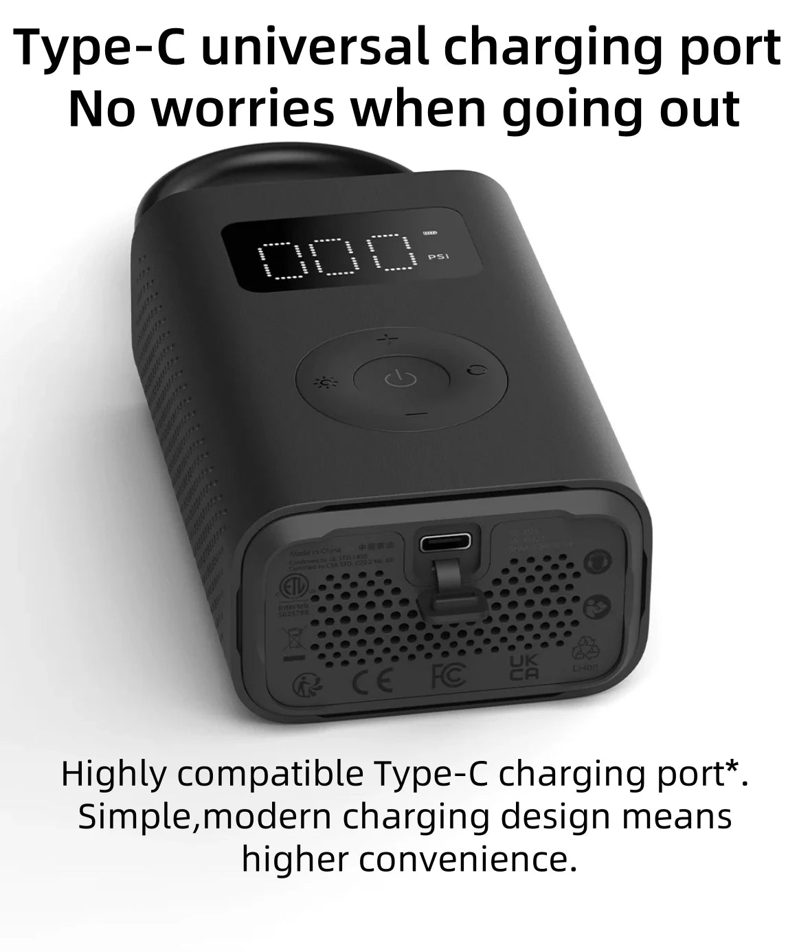 Air Pump 2/2D Digital Tire Pressure Preset Type-C Fast Charging Car Motorcycle Ball Universal LED Display