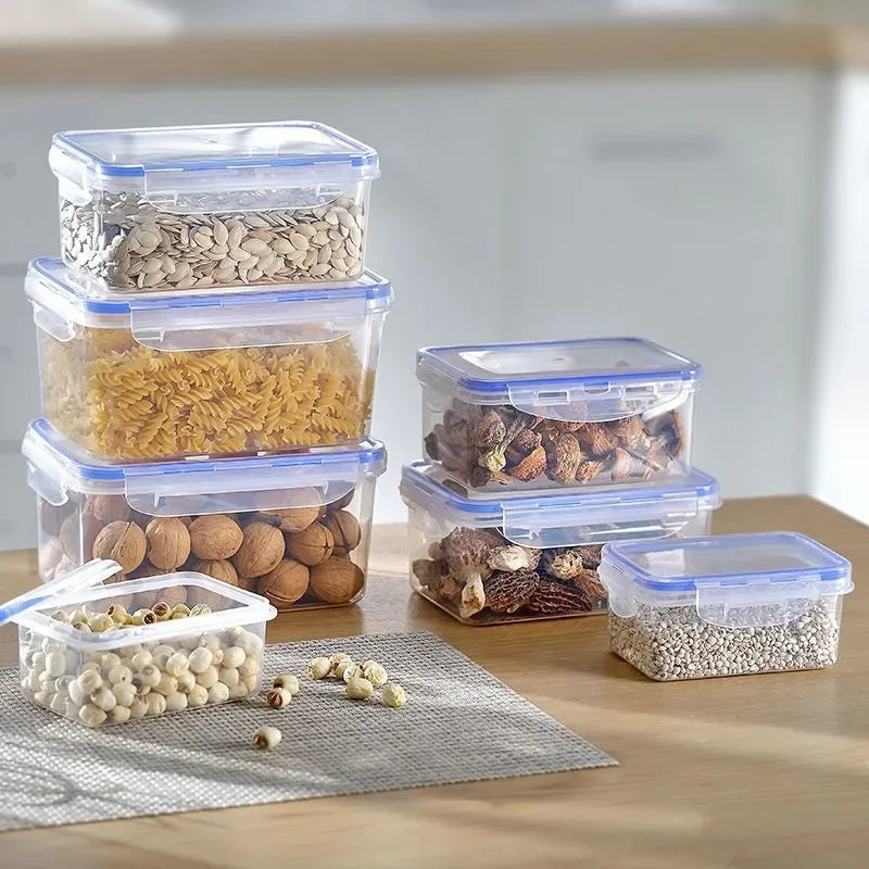 Sealed rectangular refrigerator storage box with lid