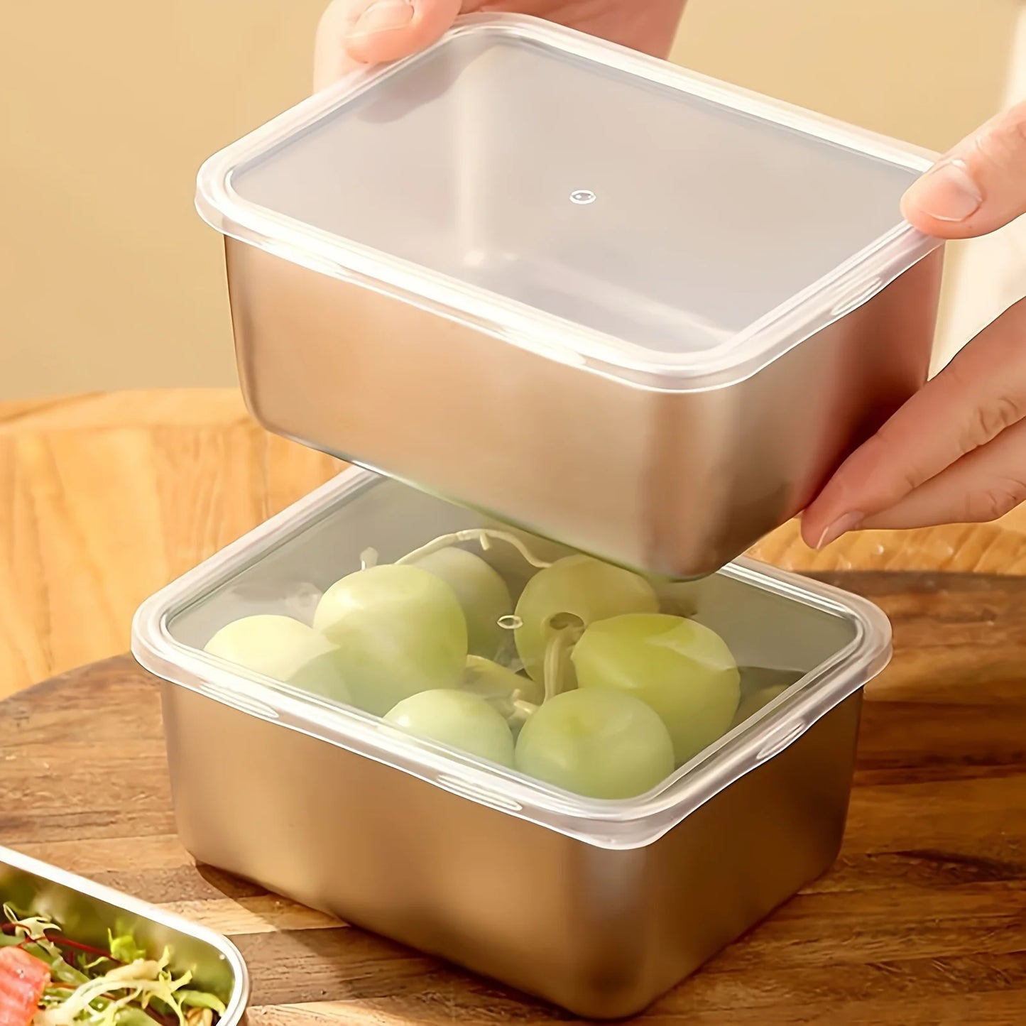6-Piece Stainless Steel Food Storage Containers Set with Lids.