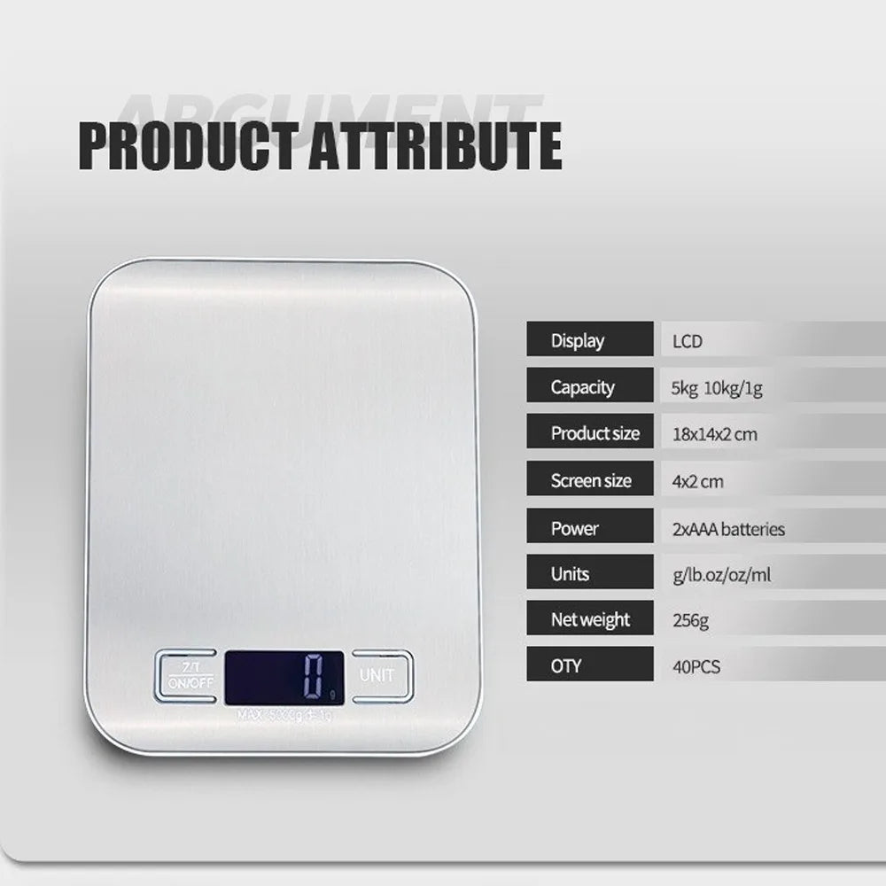 Precision Digital Kitchen Scale with LED Display -5kg Capacity