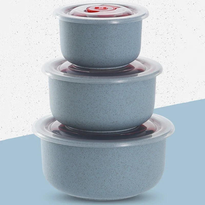 3pcs Wheat straw microwaveable plastic lunch box