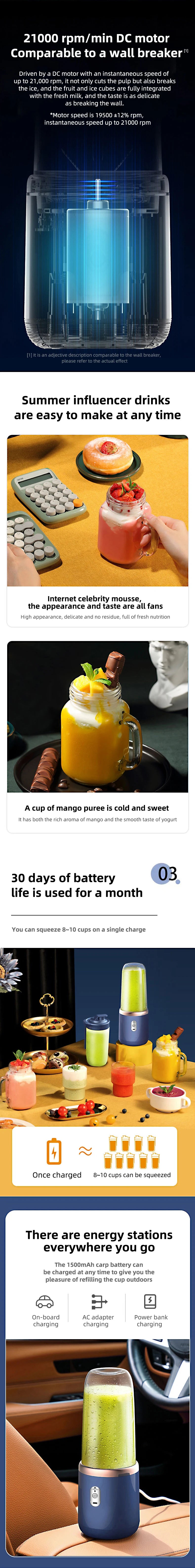 Electric Portable Juicer Blender with Juicing Cup