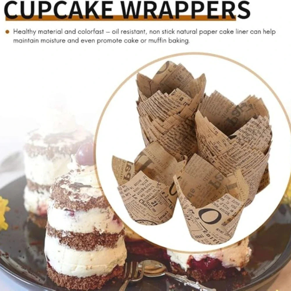 50pcs Newspaper Cupcake Liner