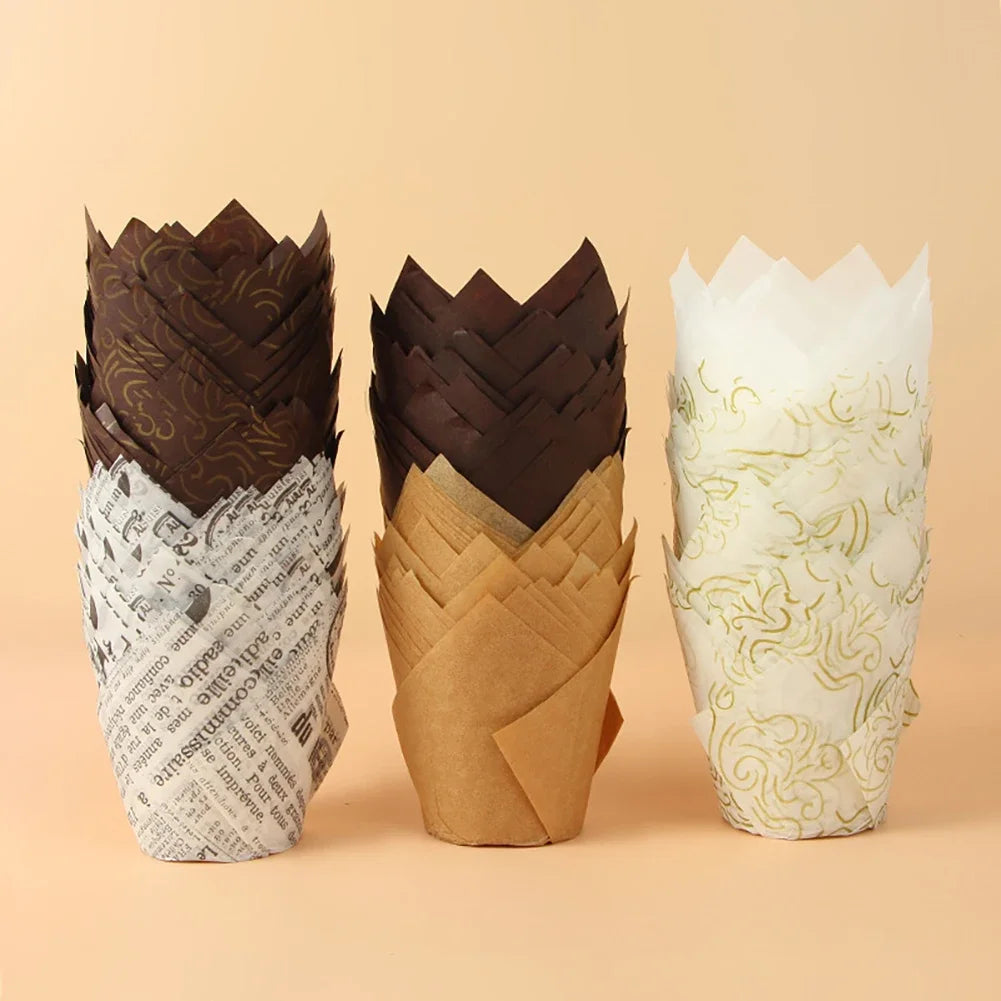 50pcs Tulip Muffin/Cupcake Paper Cups