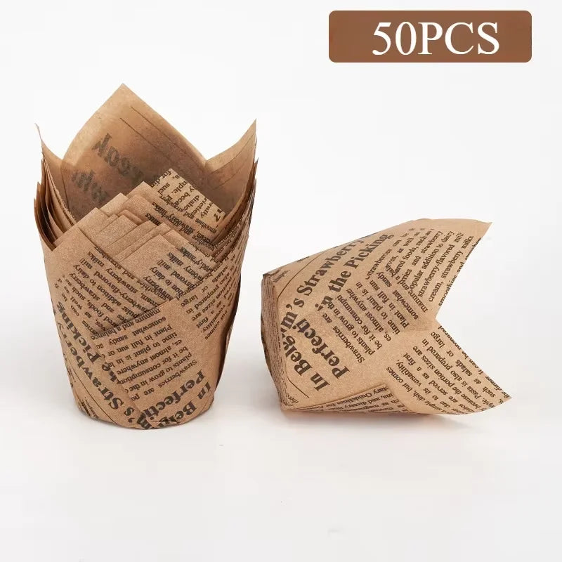 50pcs Newspaper Cupcake Liner