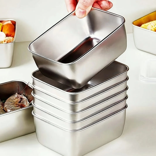 6-Piece Stainless Steel Food Storage Containers Set with Lids.