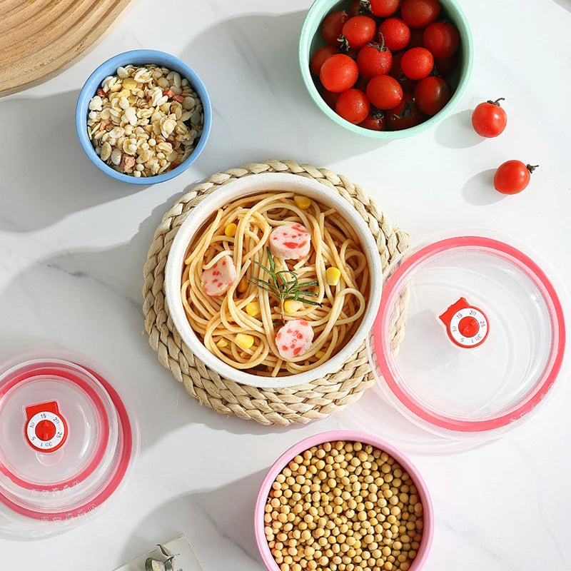3pcs Wheat straw microwaveable plastic lunch box