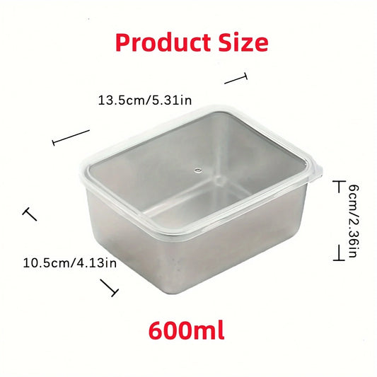 6-Piece Stainless Steel Food Storage Containers Set with Lids.
