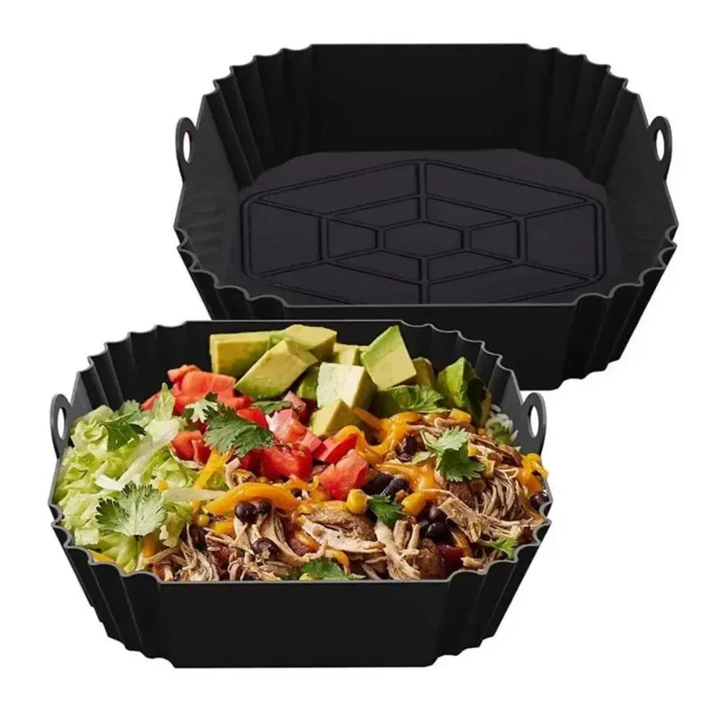 1pc silicone air fryer tray with handle.